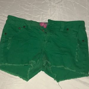 Green Pre-Distressed Shorts